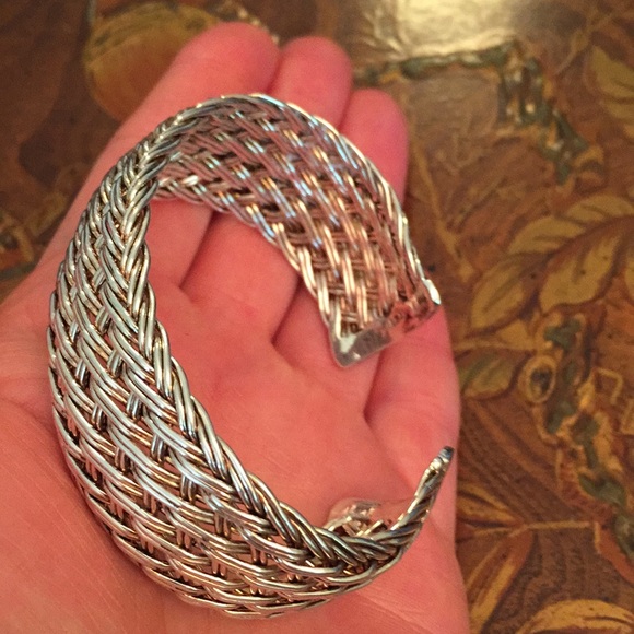 Sterling .925 wide braid cuff bracelet 39gr - Picture 4 of 10